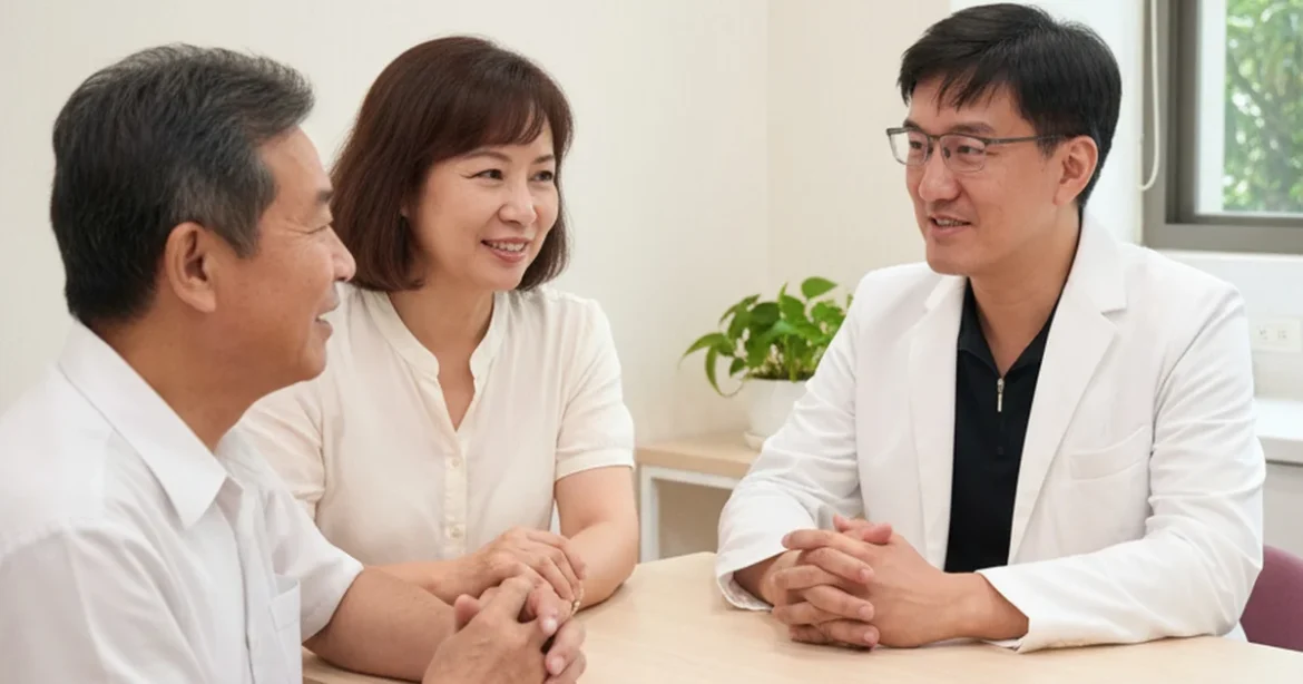 夏季肝斑治療注意事項，患者在診所中接受諮詢
