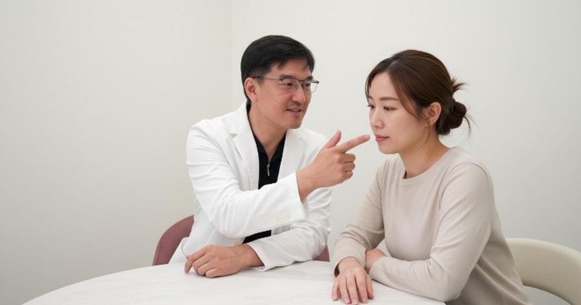 一位媽媽在選擇無添加洗衣精，專注於產品成分的細節，陽光透過窗戶照射進來。