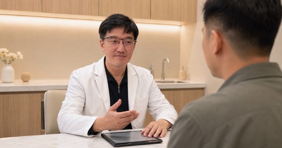 吳芮醫師為患者詳細說明魔滴2.0隆乳費用構成與術後照護流程