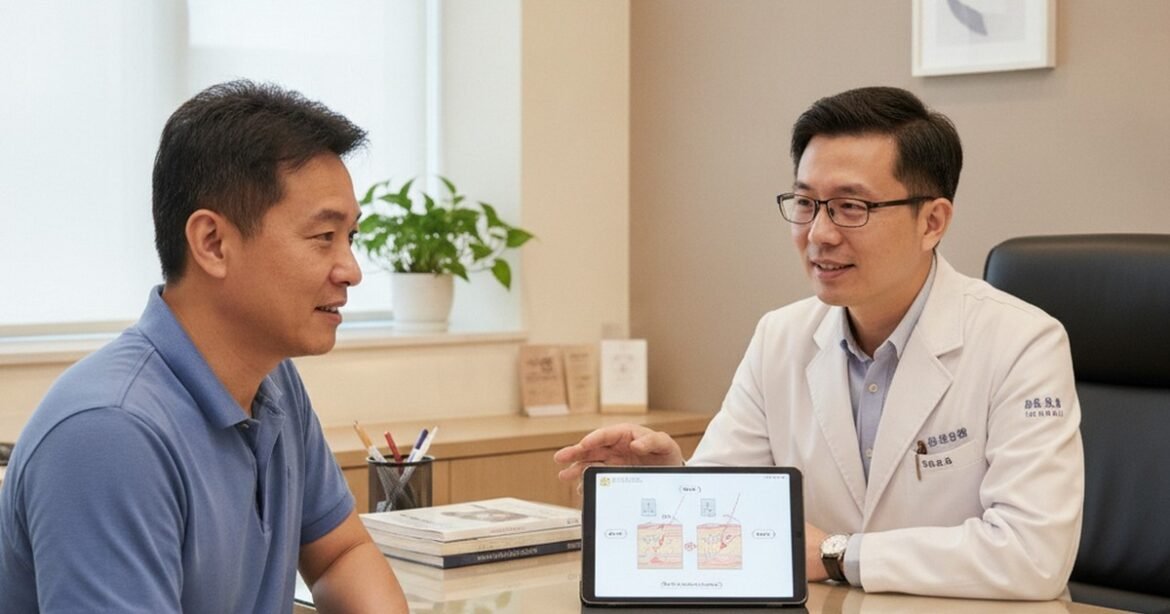 吳芮醫師比較術前評估胰妥讚與膳纖達的作用機制圖。